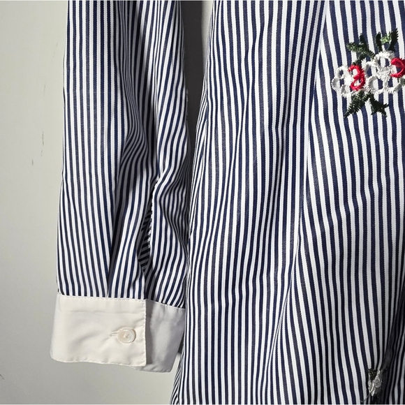 ModCloth Broadcast Coordinator Striped Blue Floral Shirt Dress M - Picture 5 of 10